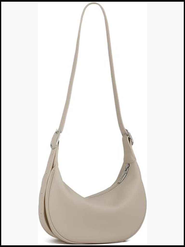 Soft Leather Hobo Bag Minimalist Chic Crossbody Shoulder Purse Crescent Design
